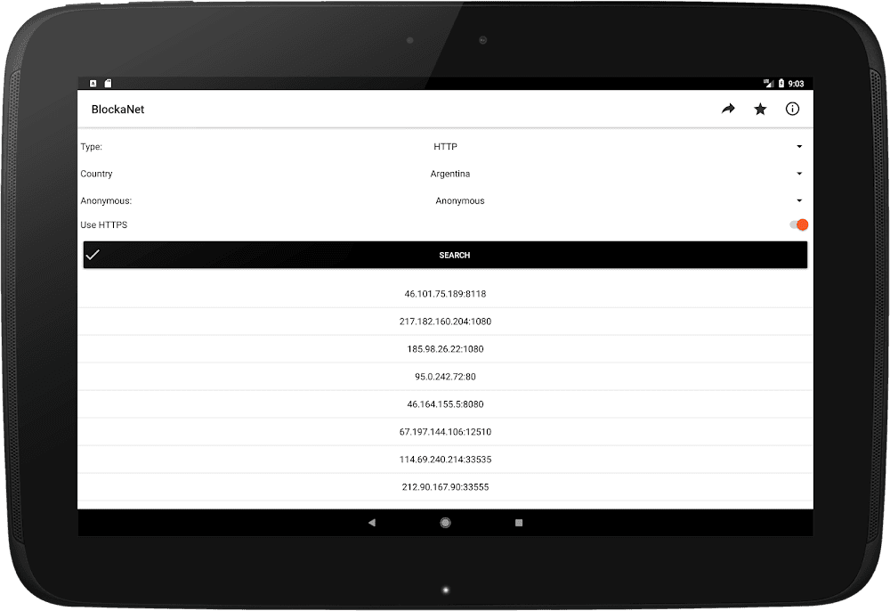 BlockaNet: Proxy List Screenshot 6