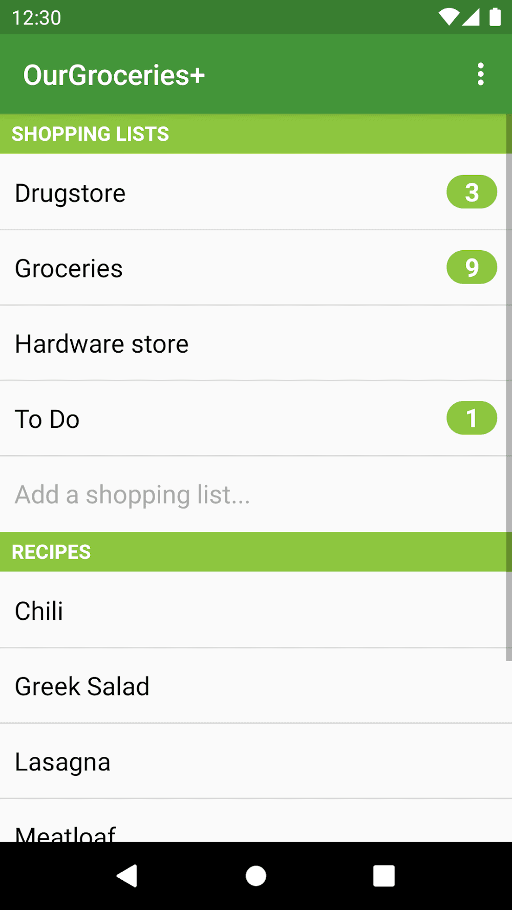 Our Groceries Shopping List Screenshot 1