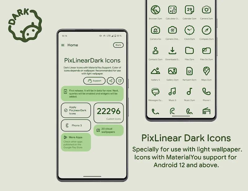 PixLinear Dark Icon Pack Screenshot 1