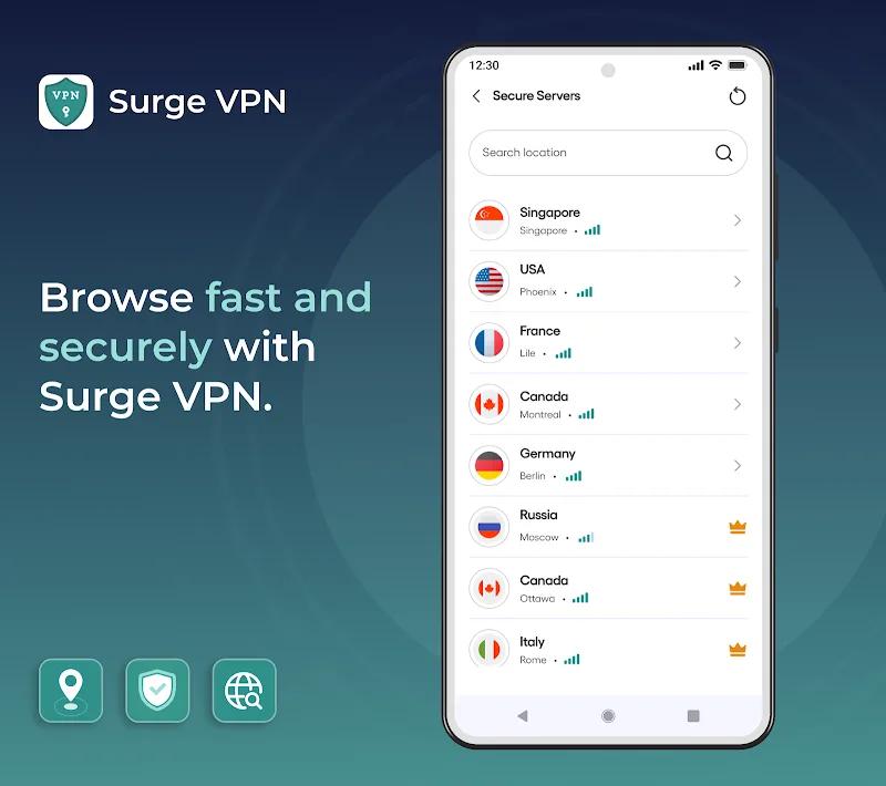 Surge VPN - Fast & Secure Screenshot 1