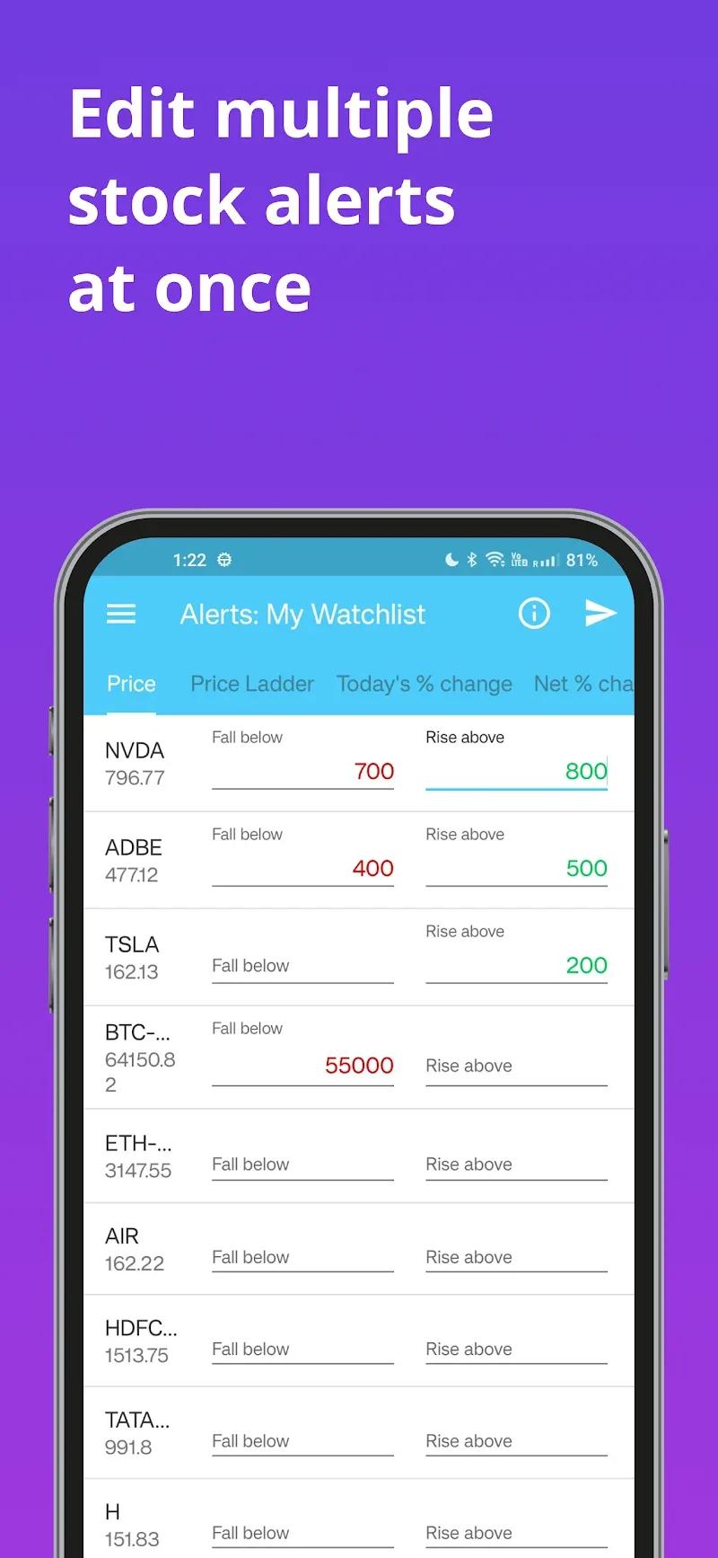 Stock Alerts BG(Alarm/Tracker) Screenshot 5