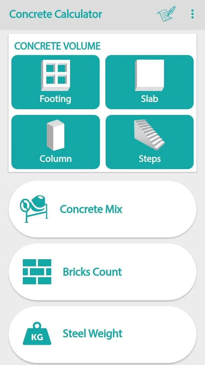 Civil: Concrete Calculator Screenshot 2