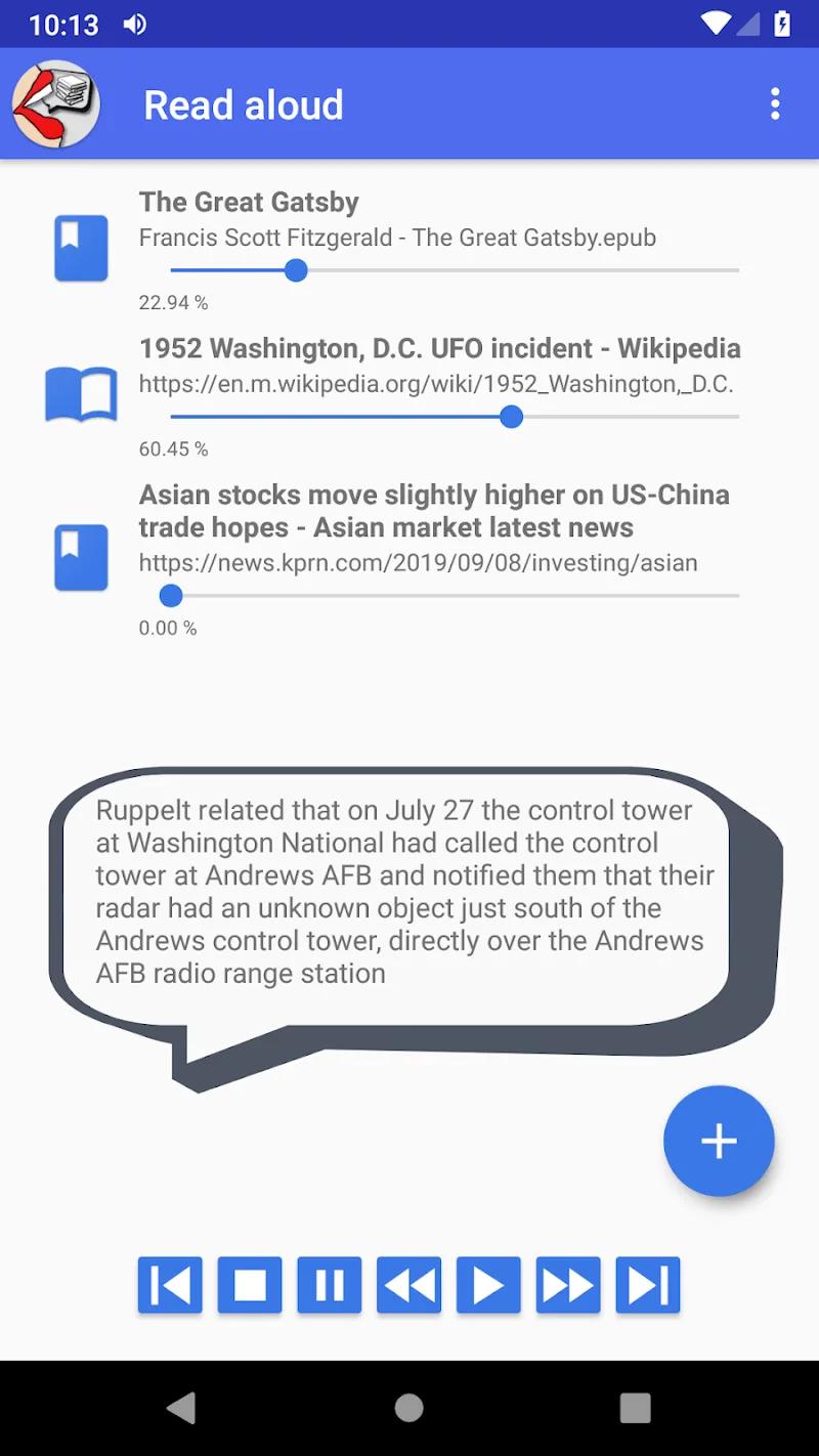 Voice Reader reads texts aloud Screenshot 1