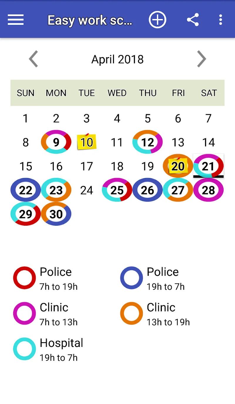 Easy work scheduling Screenshot 1