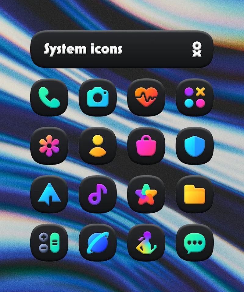 One UI 3D Dark Icon Pack Screenshot 2