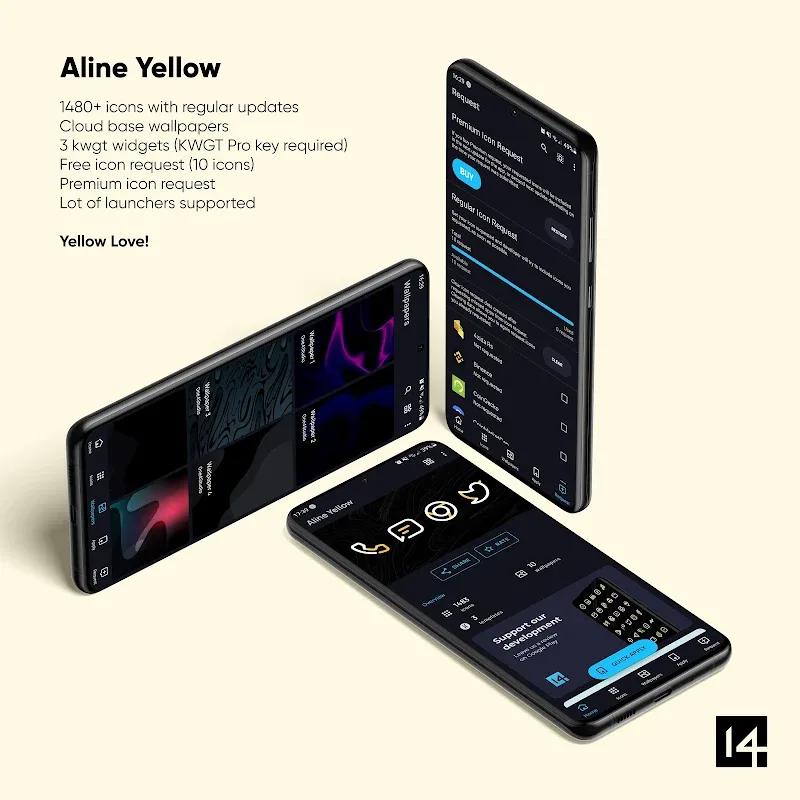 Aline Yellow: linear icon pack Screenshot 2