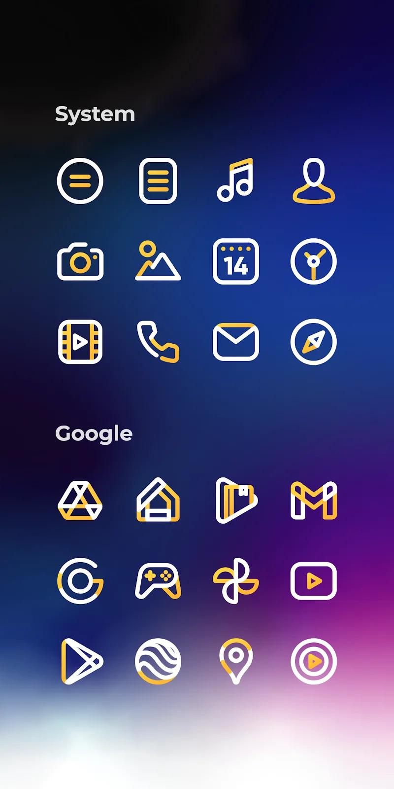 Aline Yellow: linear icon pack Screenshot 4
