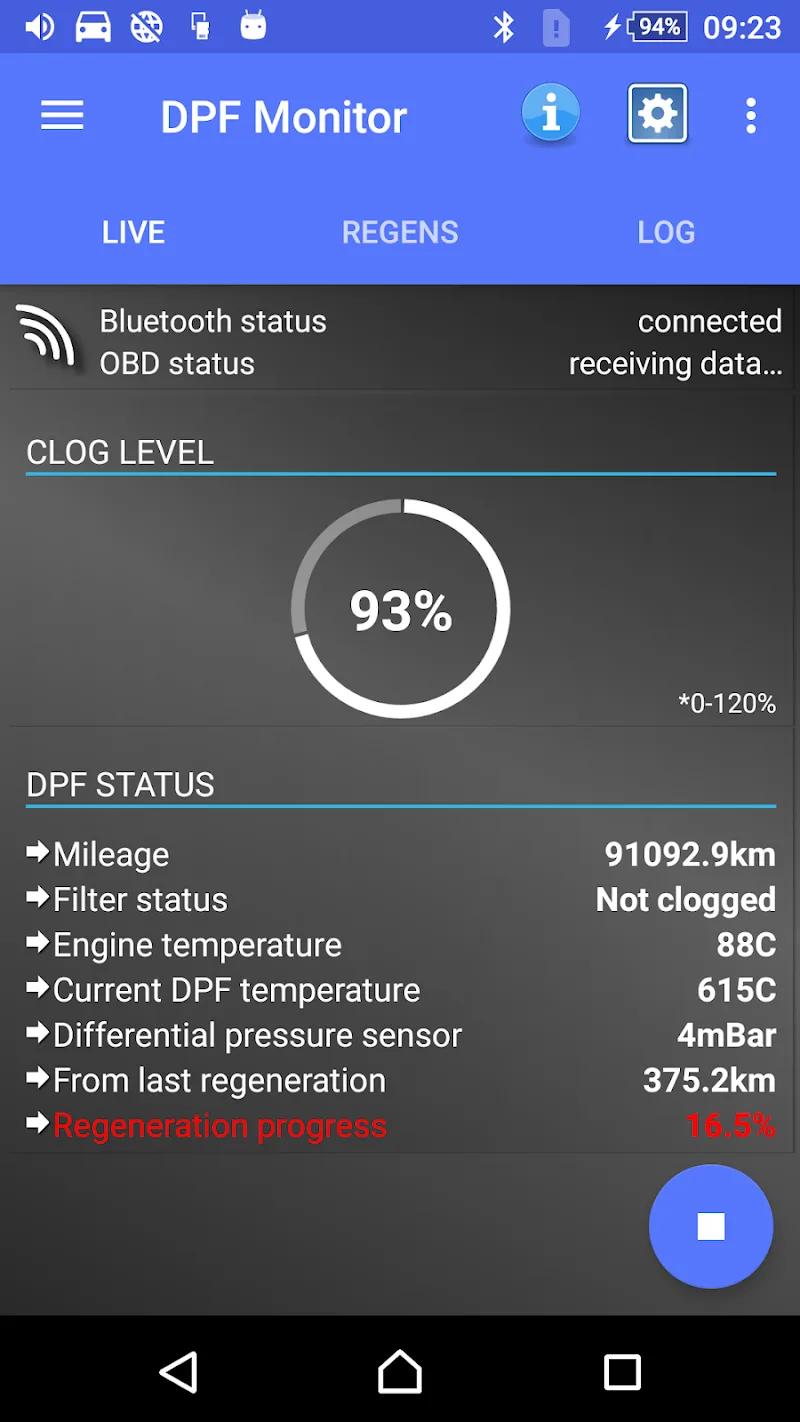DPF Monitor Screenshot 1