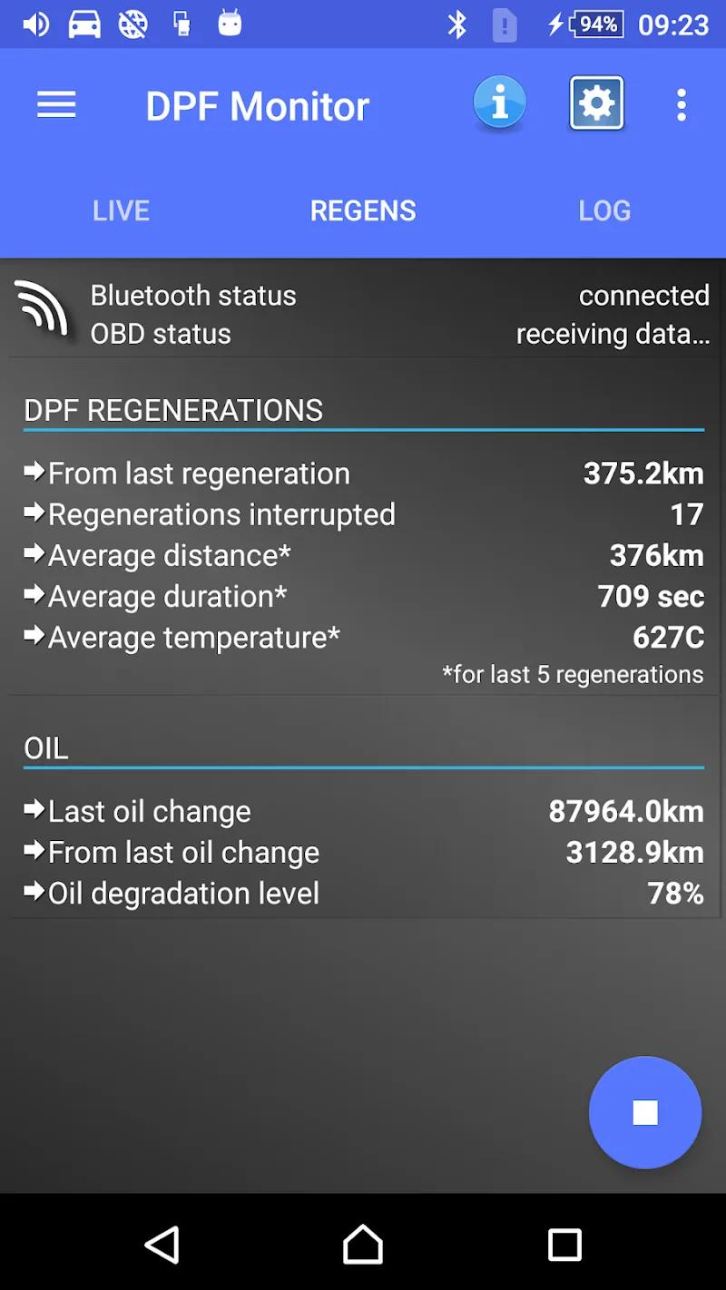 DPF Monitor Screenshot 2