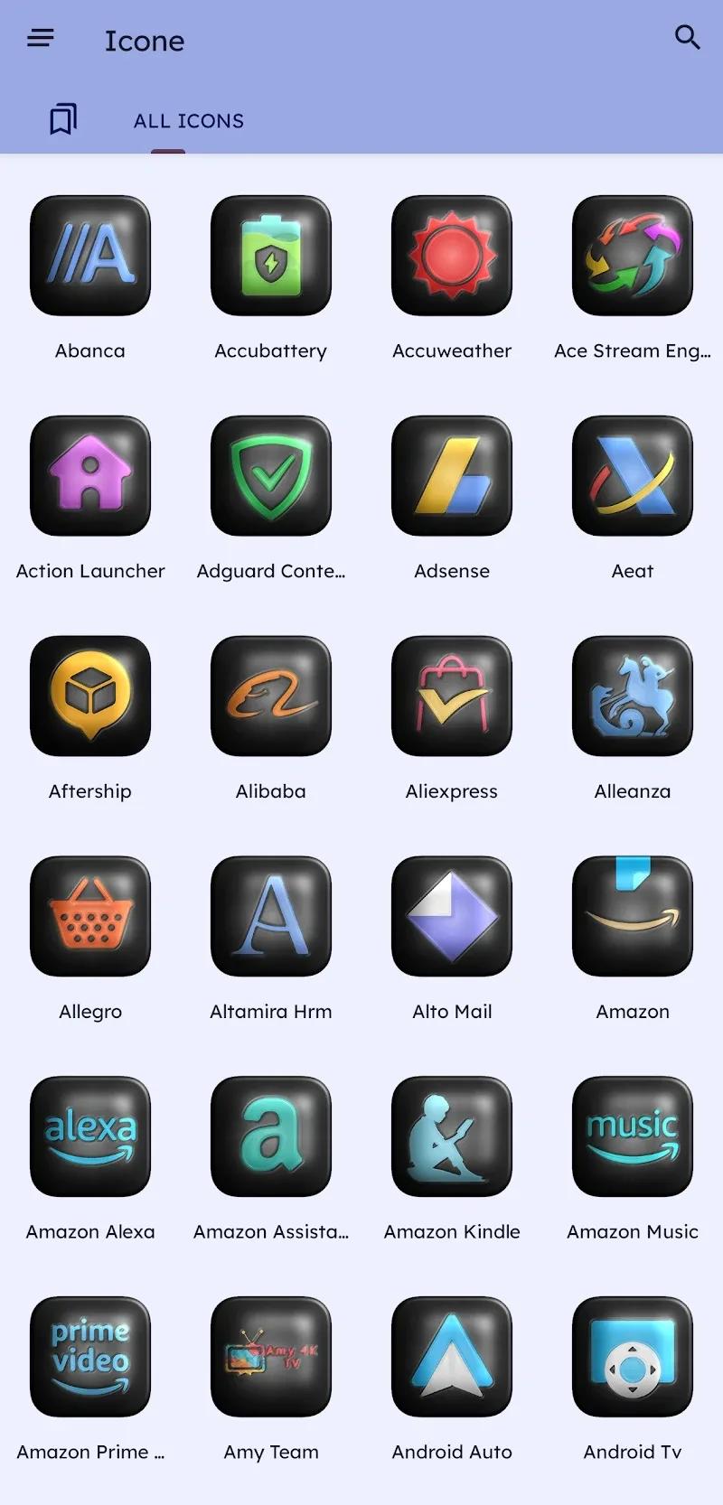 Glossy Dark 3D - Icon Pack Screenshot 1