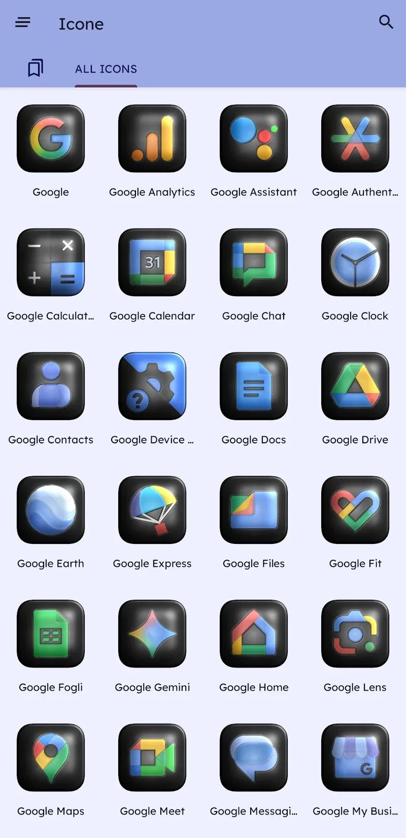 Glossy Dark 3D - Icon Pack Screenshot 2
