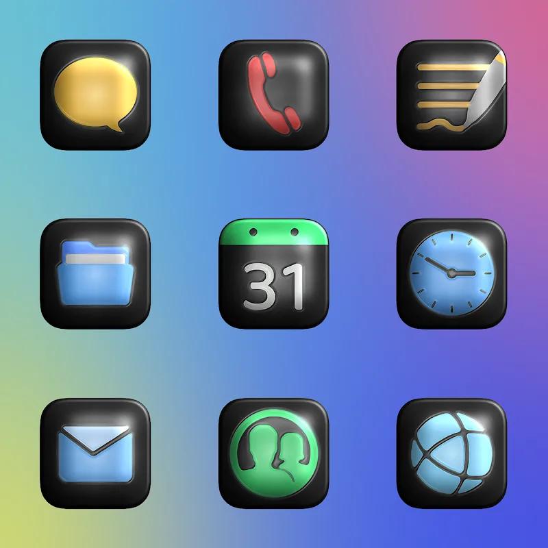 Glossy Dark 3D - Icon Pack Screenshot 4