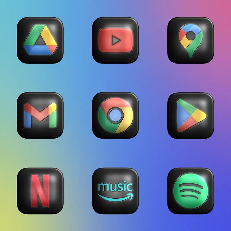 Glossy Dark 3D - Icon Pack Screenshot 5