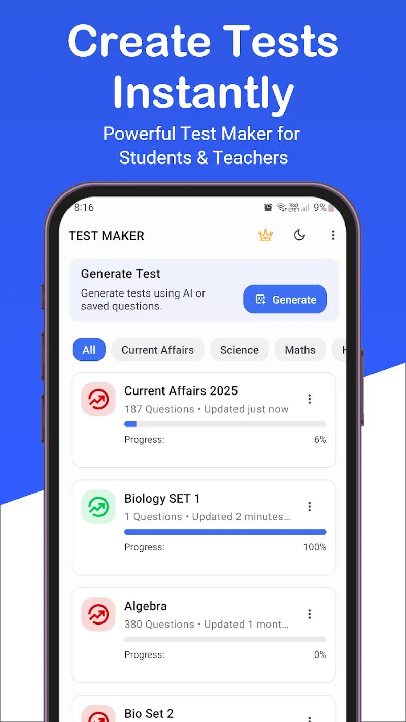 Test Maker- quiz maker creator Screenshot 1