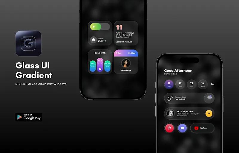 Glass UI Gradient KWGT Screenshot 2
