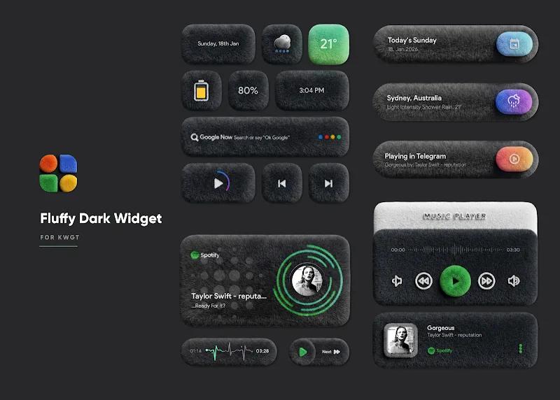Fluffy Dark Widget Screenshot 2