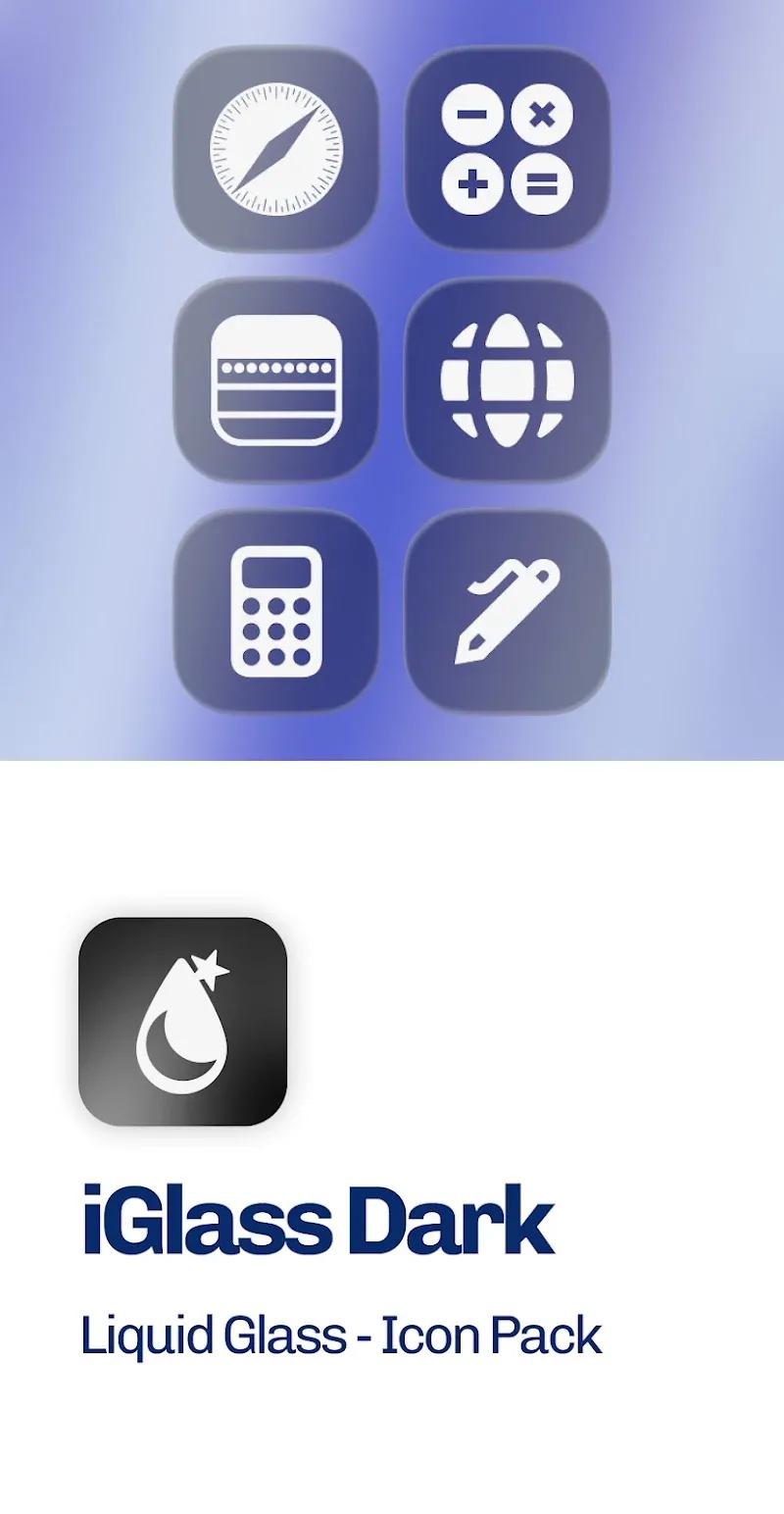 iGlass Dark OS 26 Icon Pack Screenshot 1