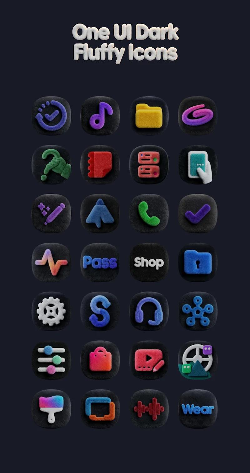 OneUi Dark Fluffy Icons Screenshot 4