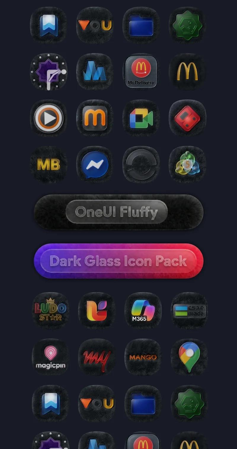 OneUI Fluffy Dark Glass Icons Screenshot 3