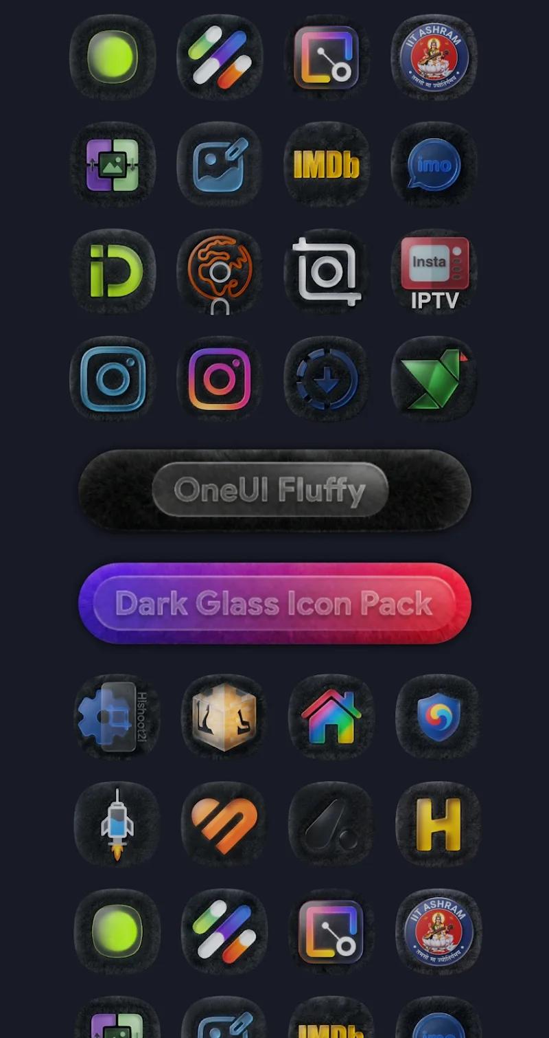 OneUI Fluffy Dark Glass Icons Screenshot 4