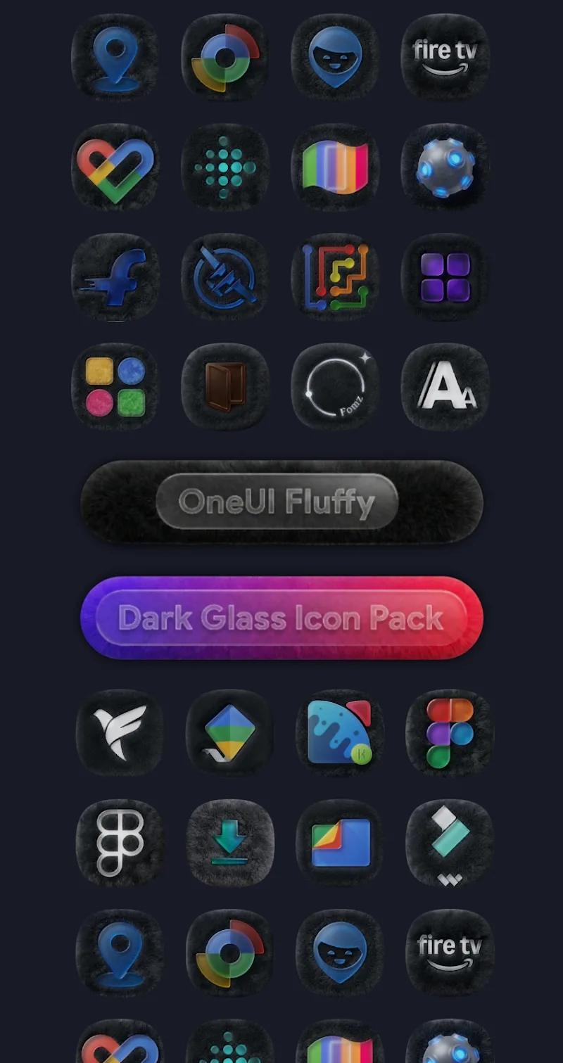 OneUI Fluffy Dark Glass Icons Screenshot 5