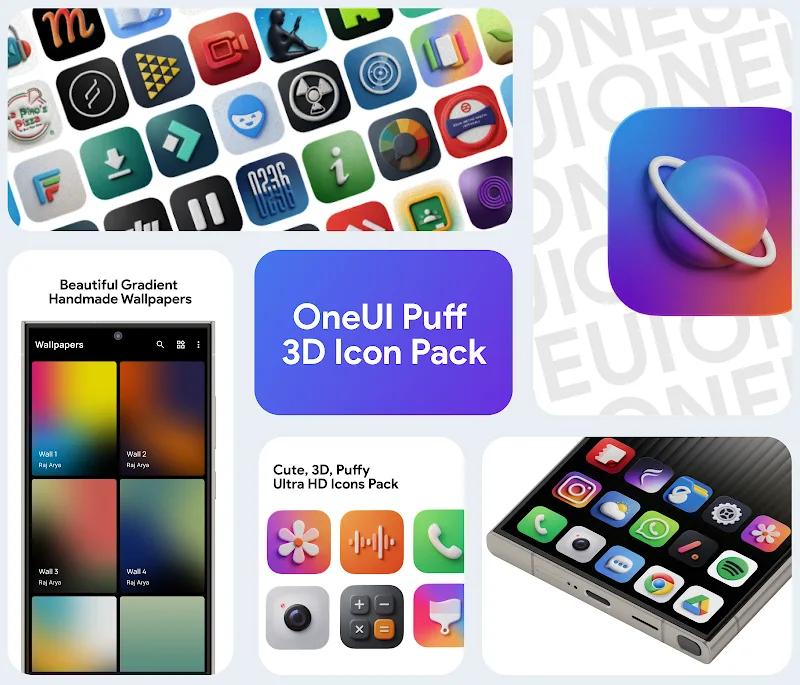 OneUi Puff 3D Icon Pack Screenshot 1