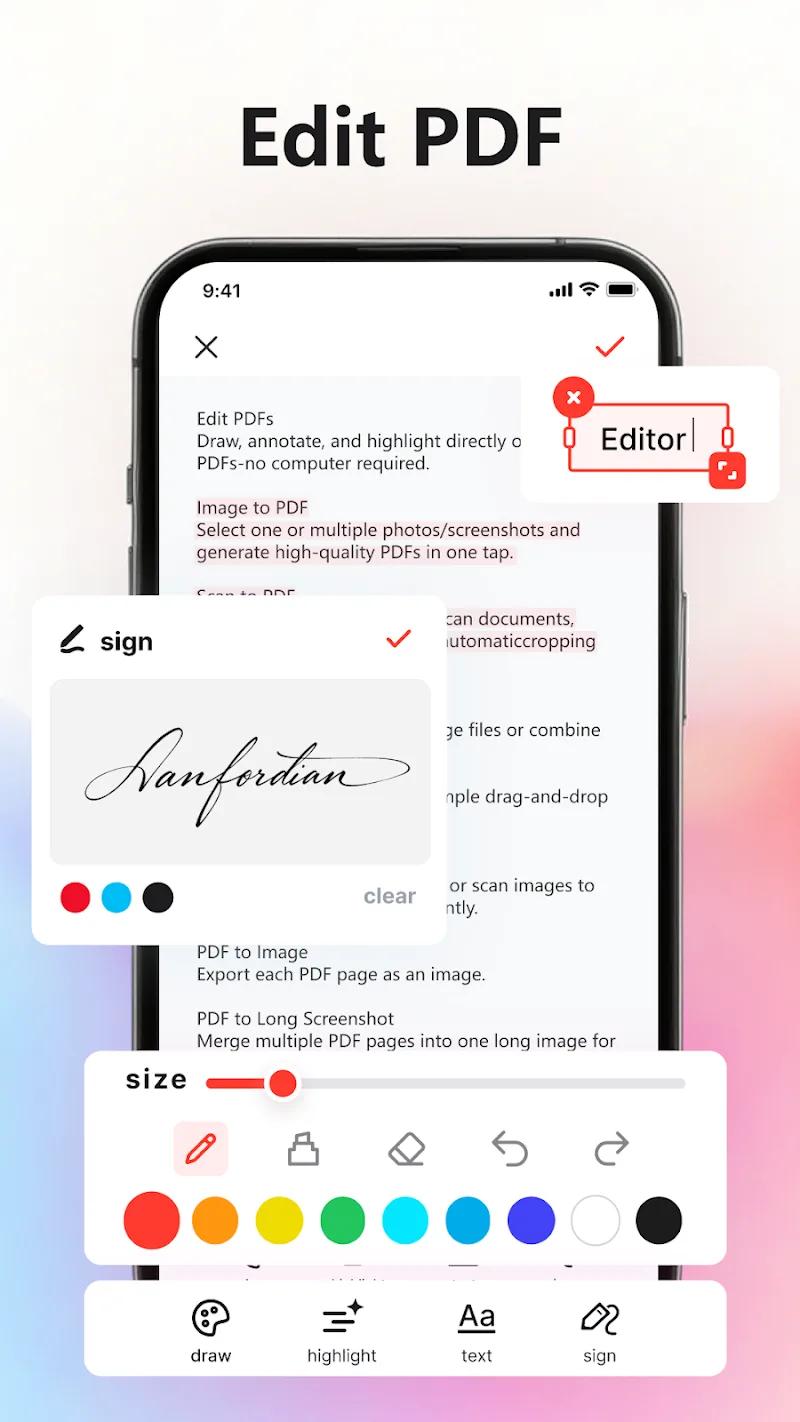 MobilePDF Editor: Image to PDF Screenshot 1