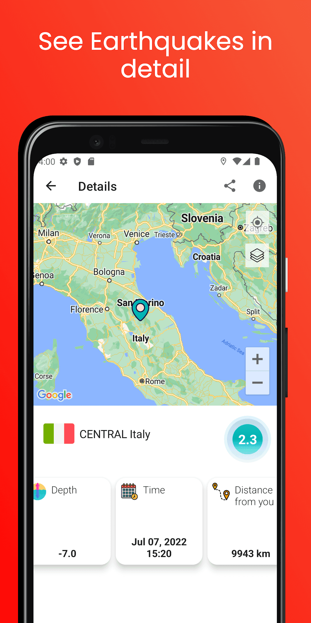 Earthquake Tracker Screenshot 2