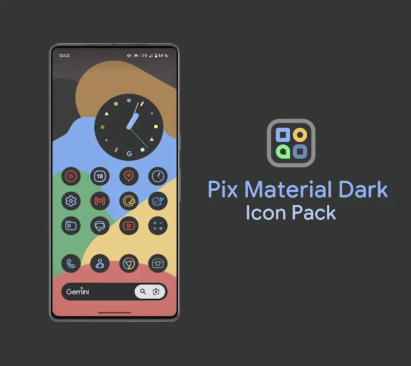 Pix Material Dark Icon Pack Screenshot 1