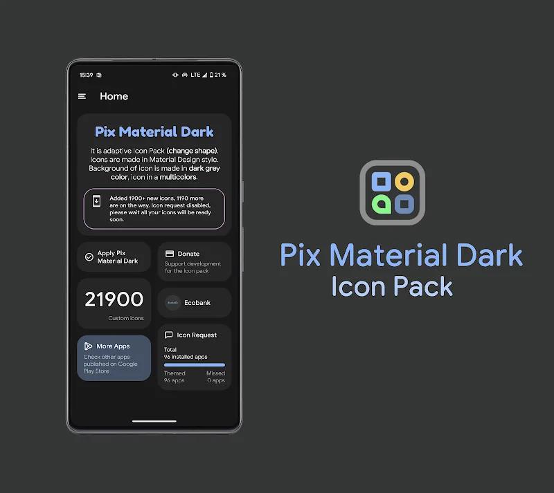 Pix Material Dark Icon Pack Screenshot 2