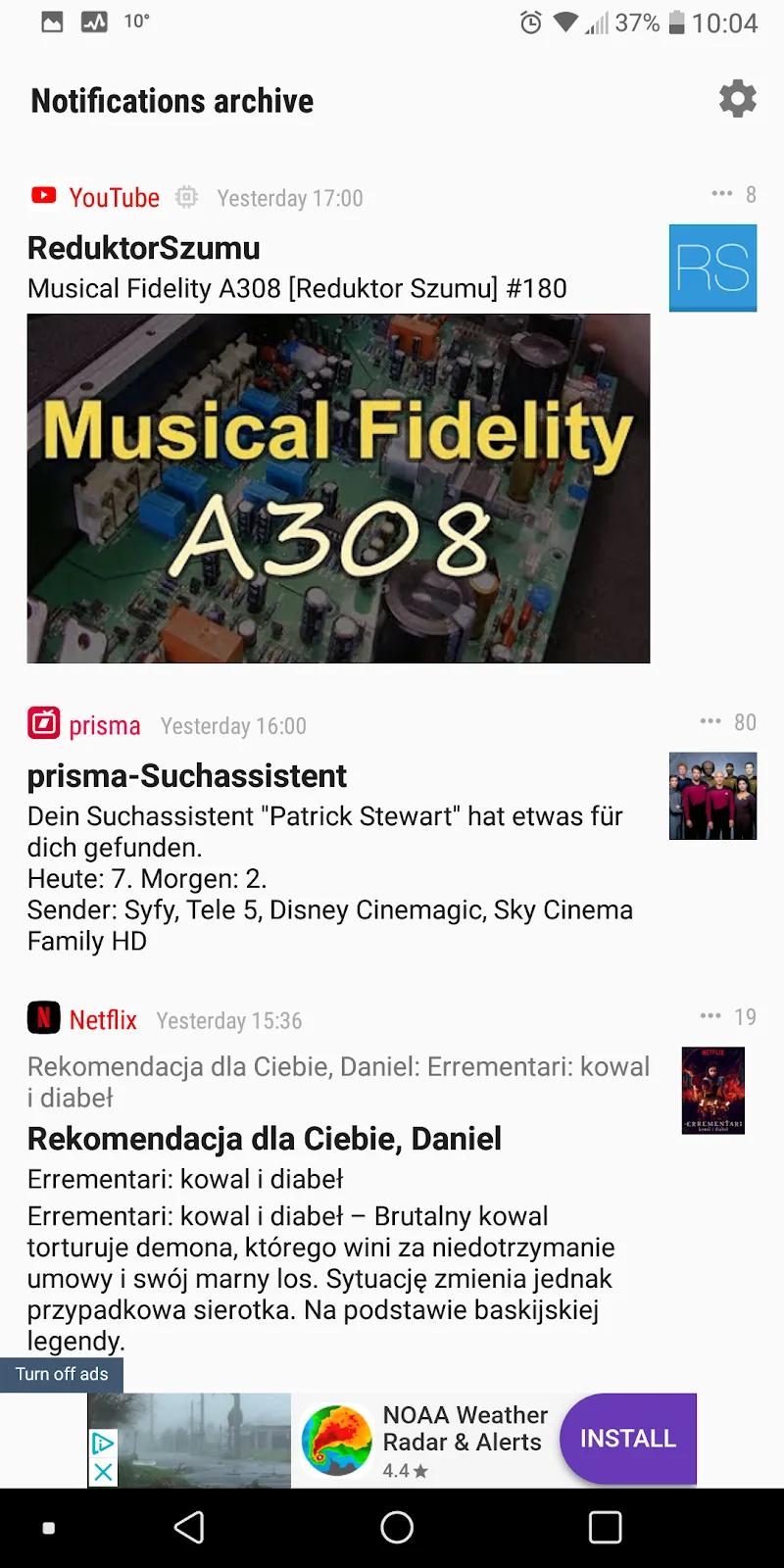 Notifications archive Screenshot 1