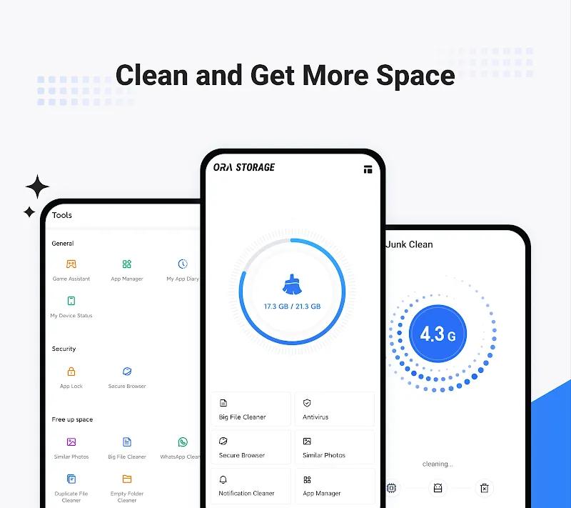 OraStorage: JunkClean/Security Screenshot 1