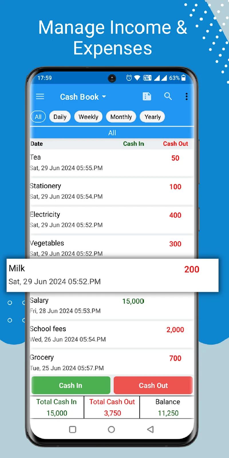 Cash Book- daily expenses Screenshot 1