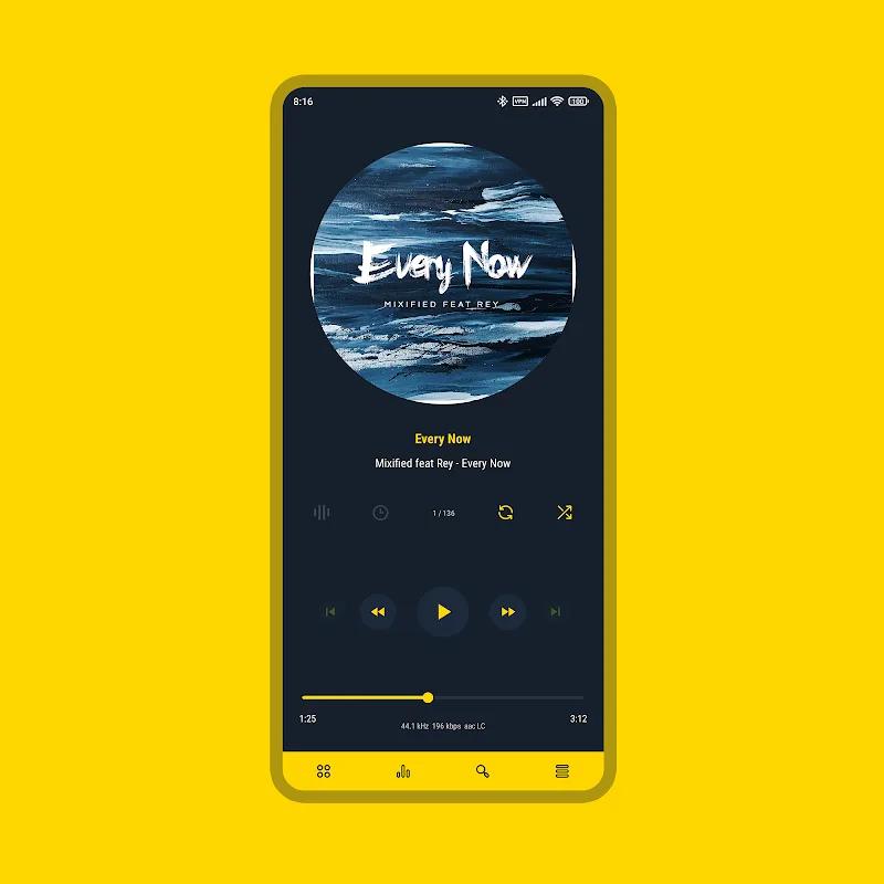 Luminous Black - Poweramp Skin Screenshot 2